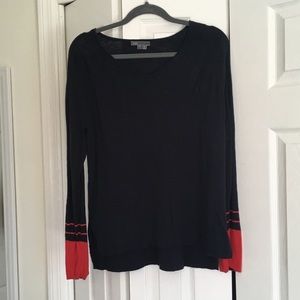 Vince blue sweater with red striped arms